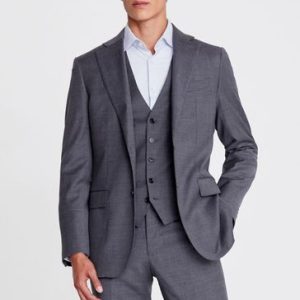 FACADE4535 Grey Tailored Fit Twill Suit Suit