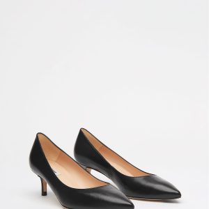 FACADE4583 Black Pointed Audrey Kitten Heel Pumps