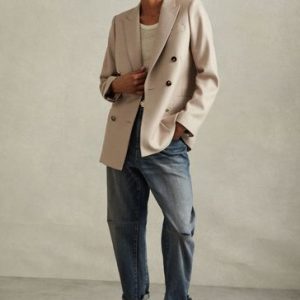 FACADE4558 Neutral Harriet Petite Wool Blend Double Breasted Suit