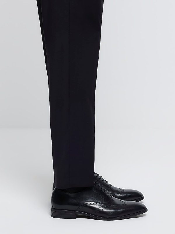 FACADE4570 Black Leather Lace Up Brogue Derby Shoes - Image 2