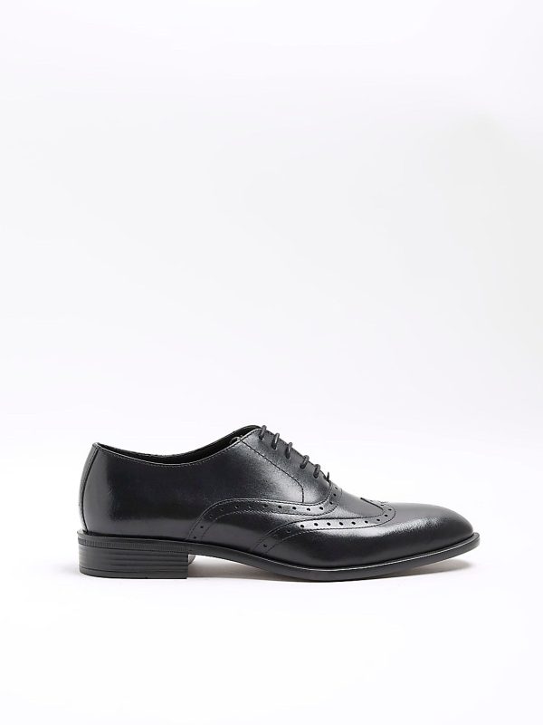 FACADE4570 Black Leather Lace Up Brogue Derby Shoes - Image 3
