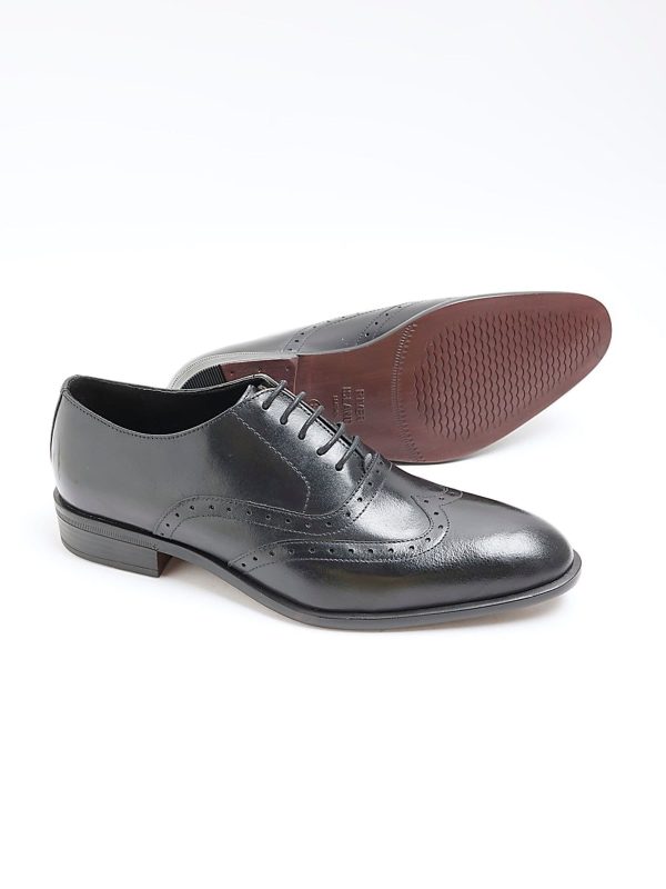FACADE4570 Black Leather Lace Up Brogue Derby Shoes - Image 4