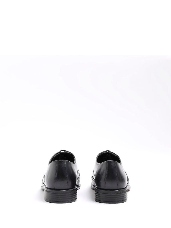 FACADE4570 Black Leather Lace Up Brogue Derby Shoes - Image 6