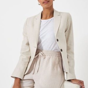 FACADE4559 Natural Putty Plain Linen Regular Suit