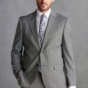 FACADE4531 Grey Tailored Fit Signature Wool Textured Suit Suit