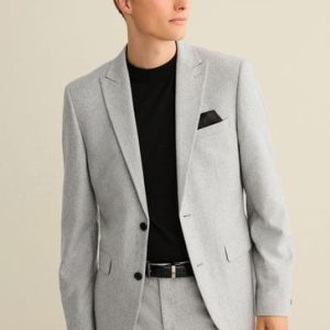 FACADE4534 Grey Slim Fit Wool Donegal Suit