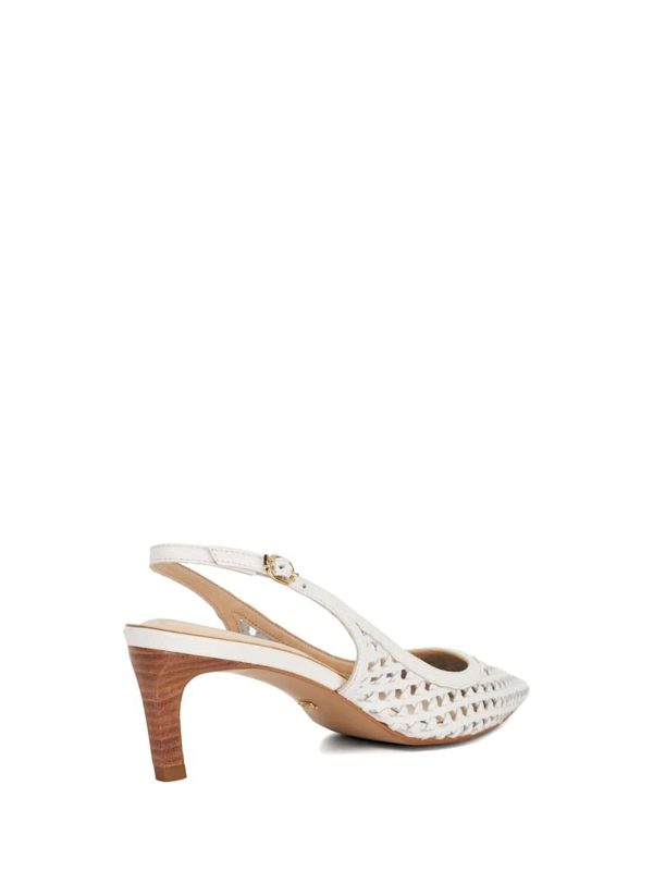 FACADE4580 White Divided Weave Kitten Slingback Shoes - Image 4