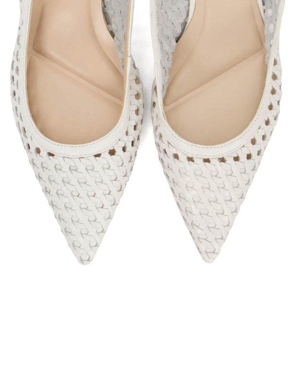 FACADE4580 White Divided Weave Kitten Slingback Shoes - Image 6
