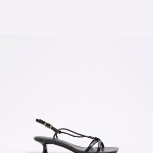 FACADE4585 Black Kitten Heeled Strappy Sandals