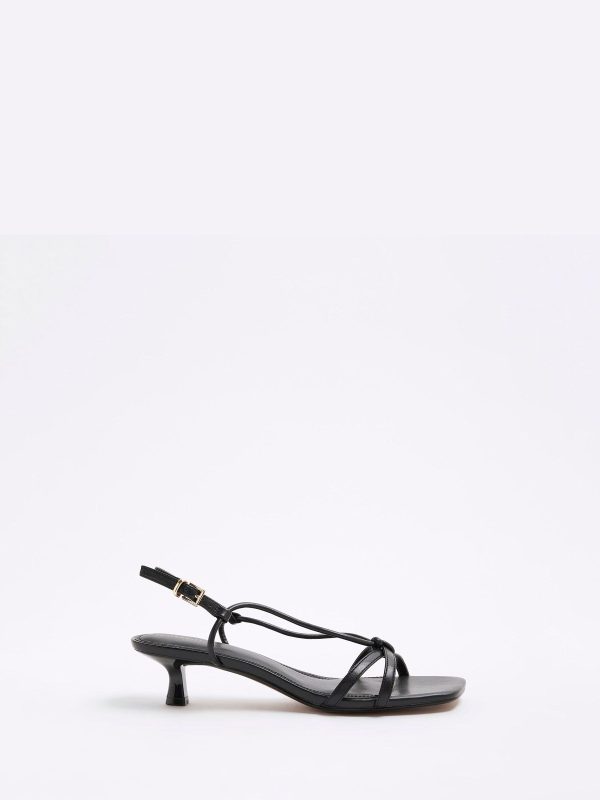 FACADE4585 Black Kitten Heeled Strappy Sandals