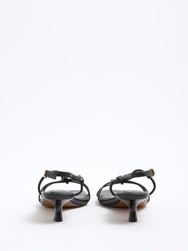 FACADE4585 Black Kitten Heeled Strappy Sandals - Image 3