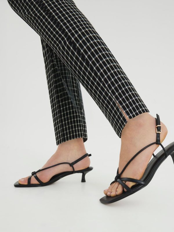 FACADE4585 Black Kitten Heeled Strappy Sandals - Image 6