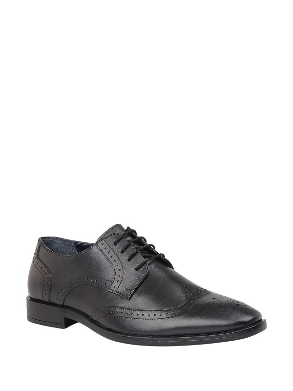 FACADE4574 Black Leather Lace-Up Brogues