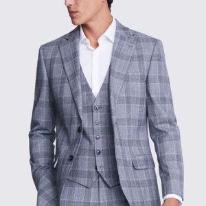 FACADE4540 Grey Tailored Fit Check Suit