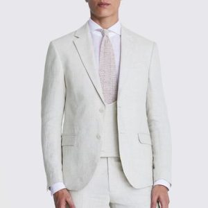 FACADE4552 Natural Slim Fit Puppytooth Linen Suit Suit